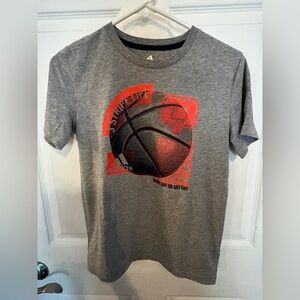 Adidas Gray and Red Short Sleeve Basketball Tee